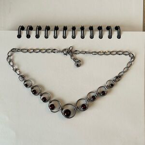 Elegant Silver and Dark Purple Pearl Necklace